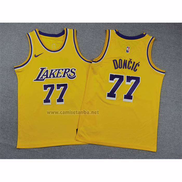 Camiseta Nino Los Angeles Lakers Luka Doncic NO 77 Icon 2024-25 Amarillo